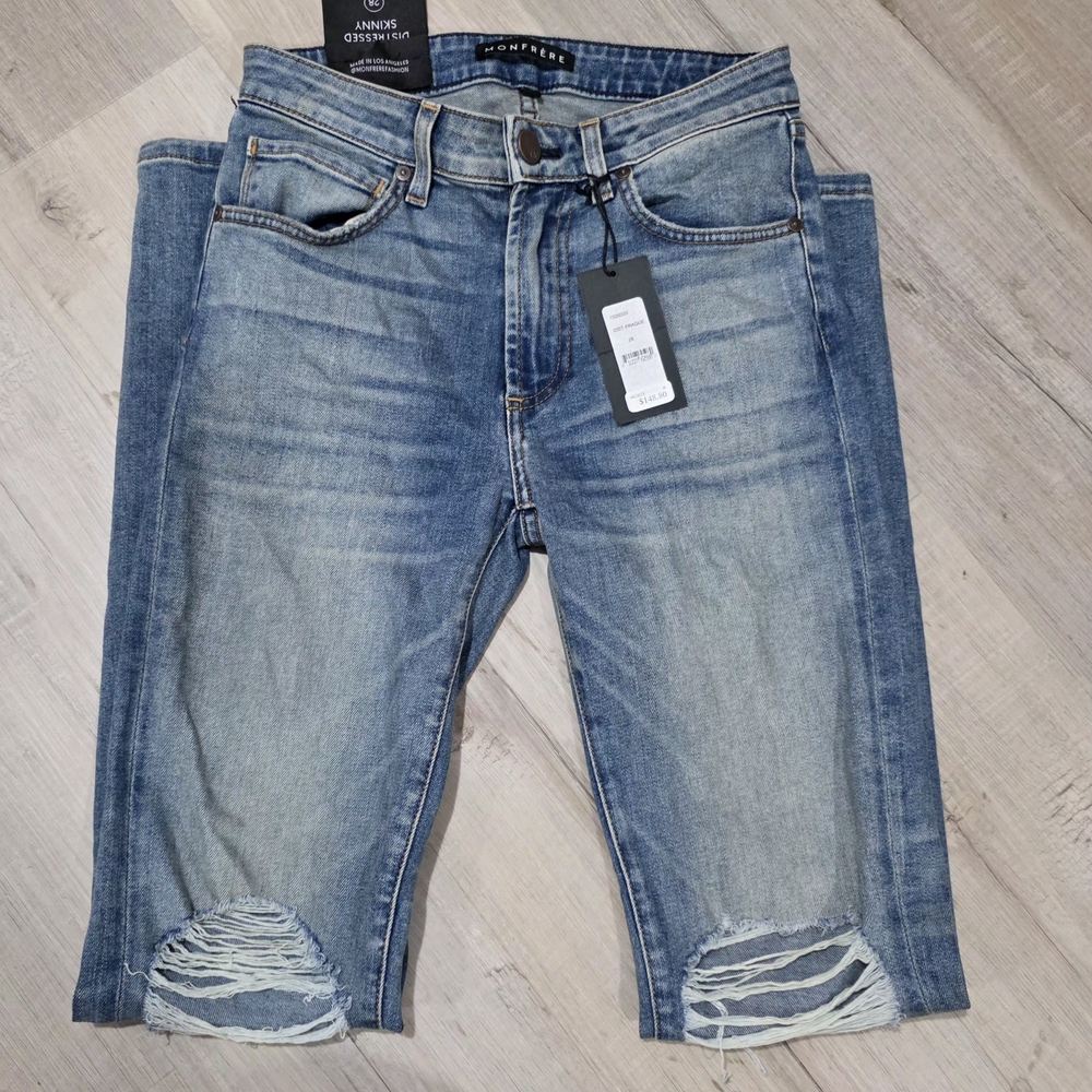 Monfrere Men's Blue Distressed Jeans